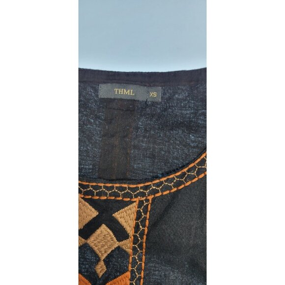 THML Antropologie Halter Dress Linen Blend Mini Boho Sz Xs Embroidered - Picture 8 of 14